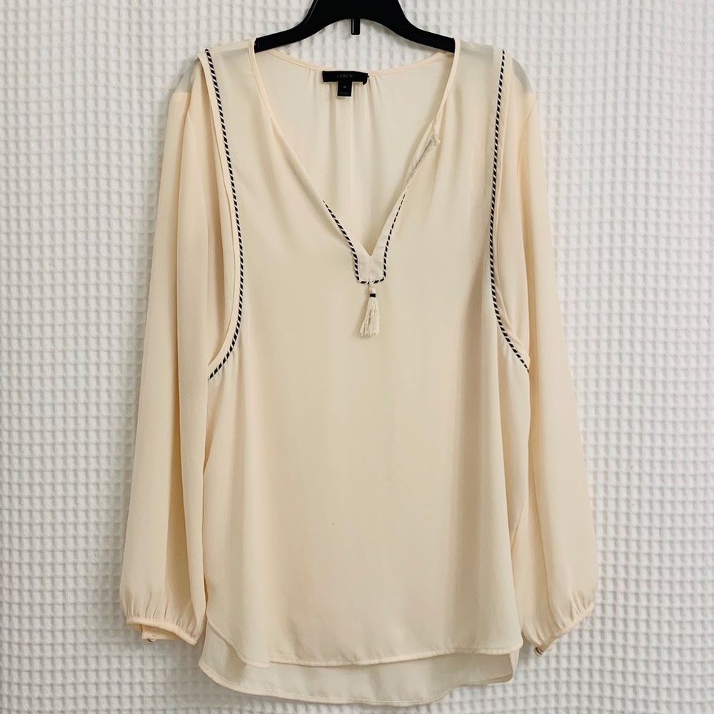 J. Crew Women’s Sheer Cream Long Sleeve Blouse